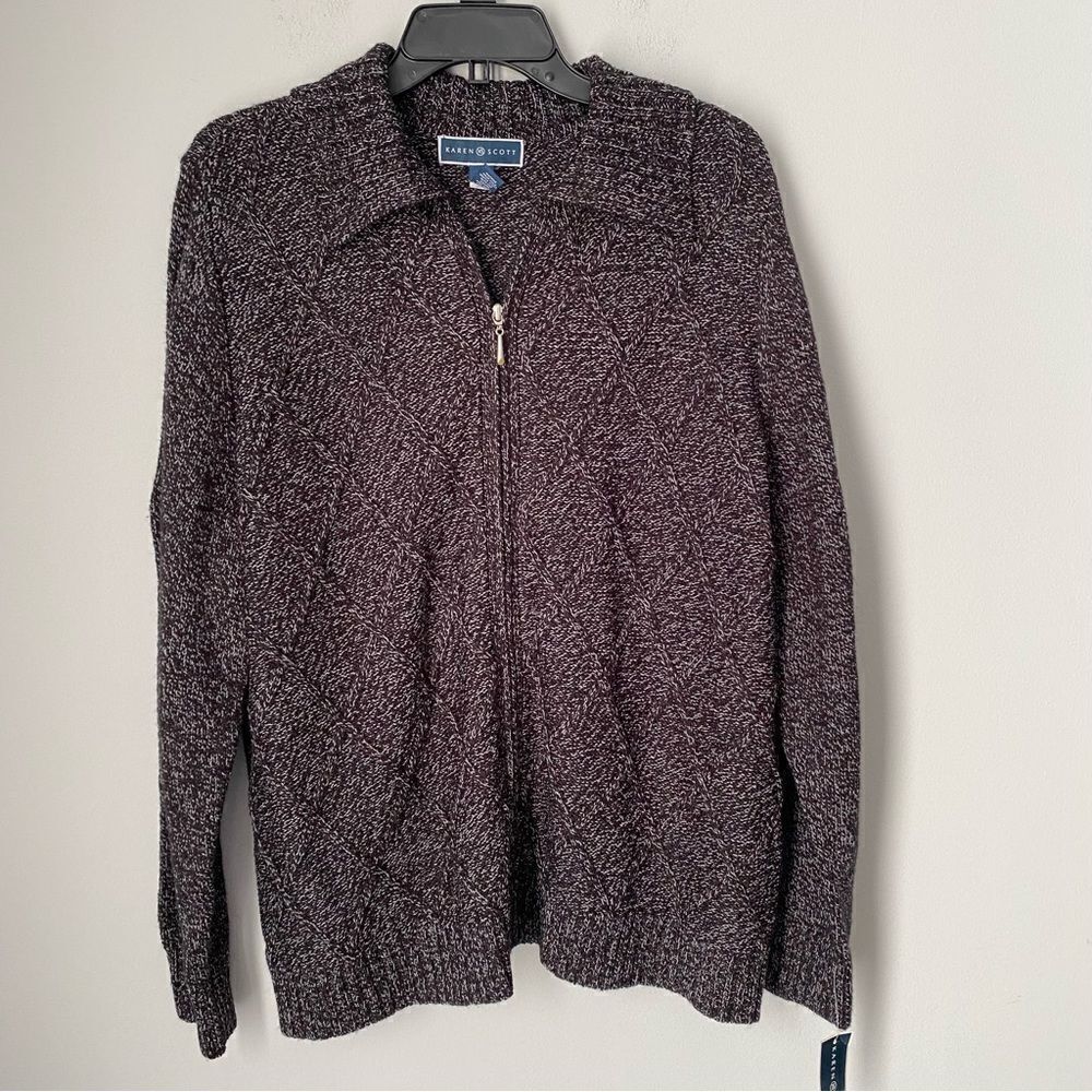 Karen Scott Men’s Full Zipper Knit Thick Sweater